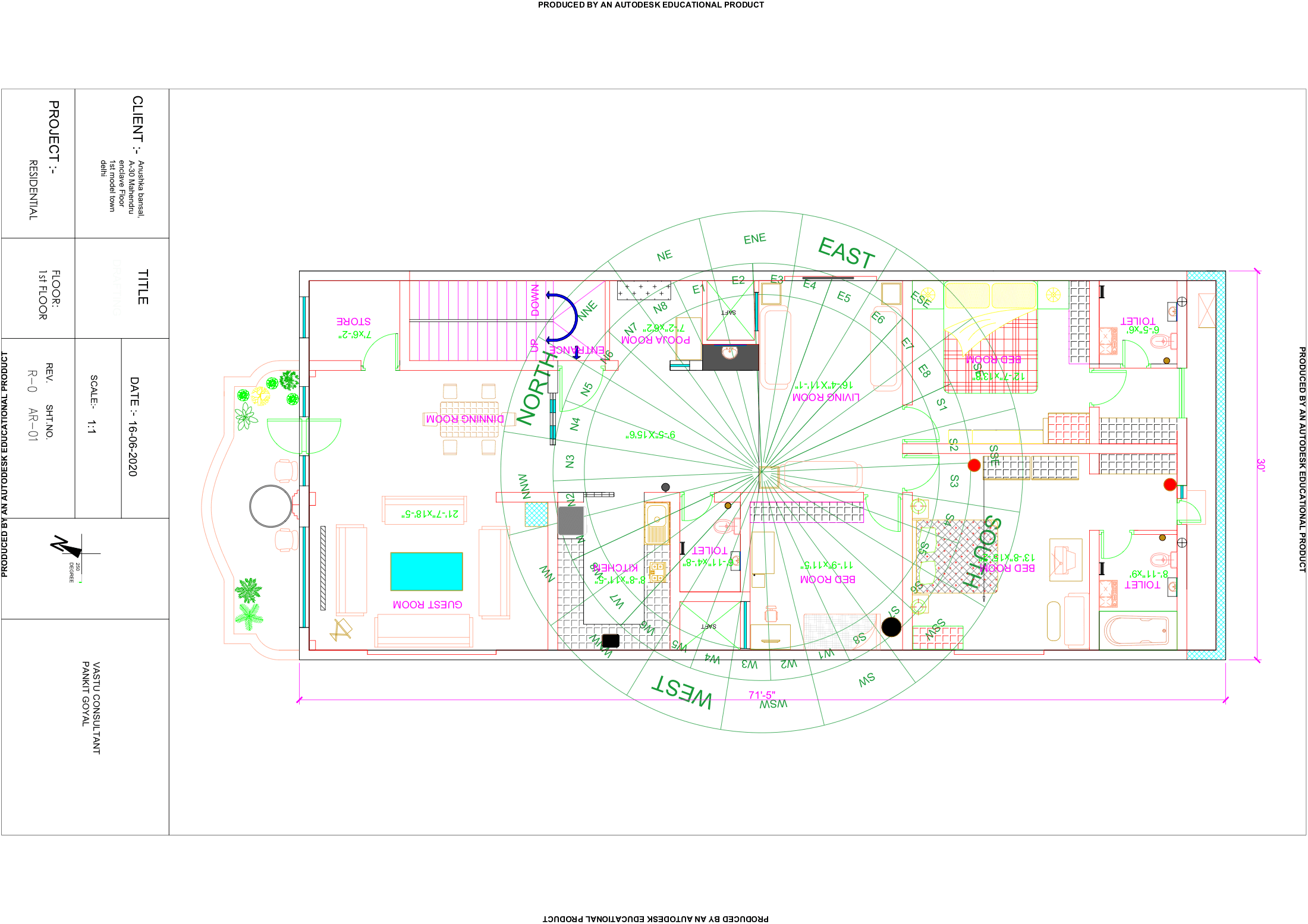 Grid Plan Overview - Model Town Residence - The finished grid plan, ready to guide the client's renovation.